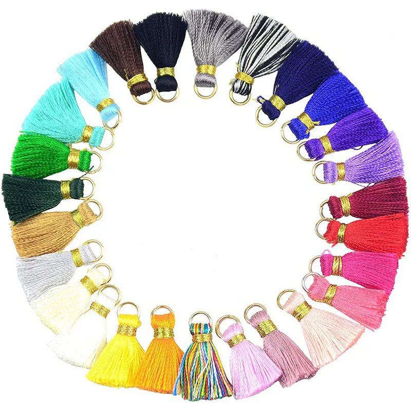 100pcs 20mm Mini Tassels with Golden Jump Ring for Earring Jewelry Making Multicolored DIY Projects