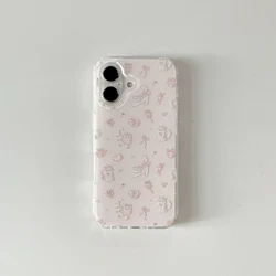 Playful Cat Pink Bows & Love Hearts Phone Case - Korean Ins Style Back Cover - iPhone 15 (1)