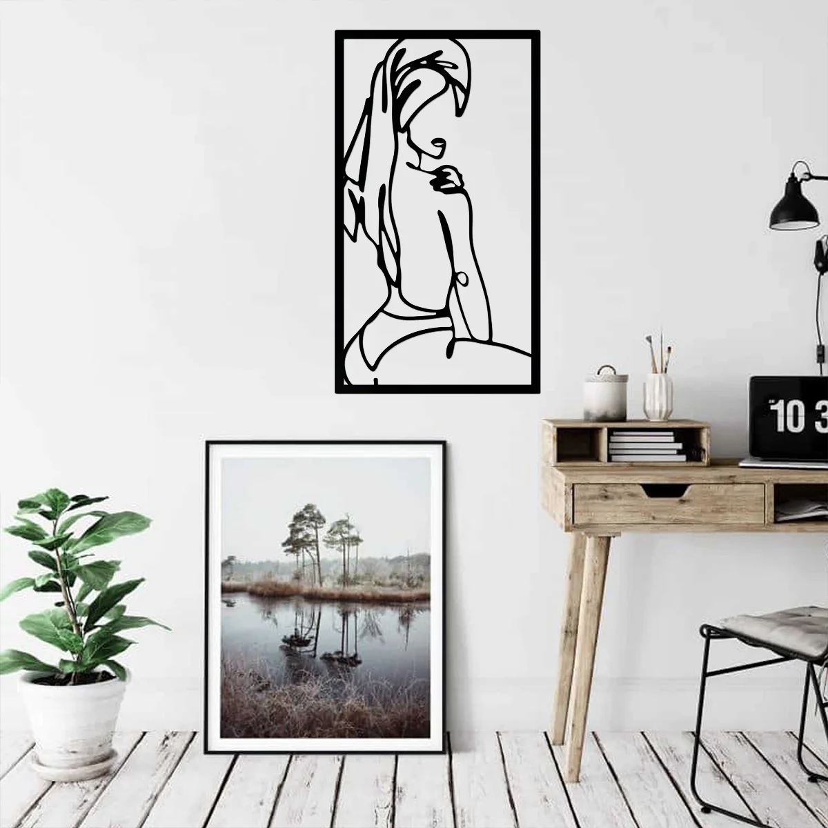 

3pcs Modern Minimalist Home Decor, Abstract Line Art Wall Decor Line Drawing, Metal Wall Art Woman Body Shape Art Print Decor
