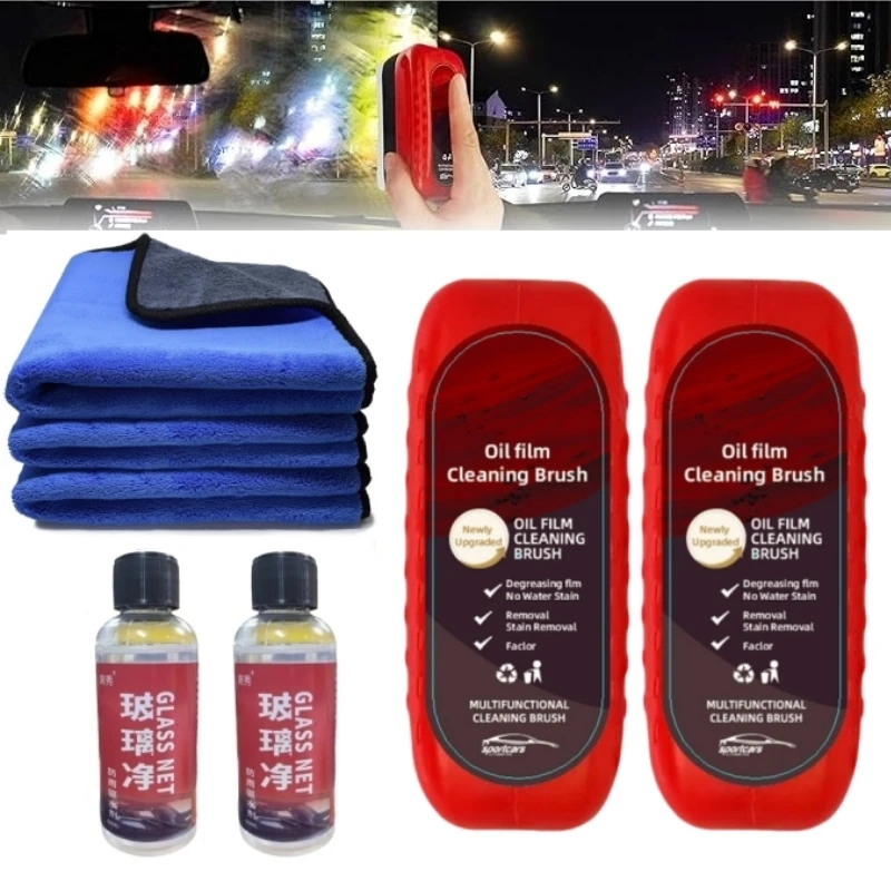 Car Glass Oil Film Remover Automotive Glass Sponge Cleaning Brush Front Inner Windshield Cleaner For Car Cleaning