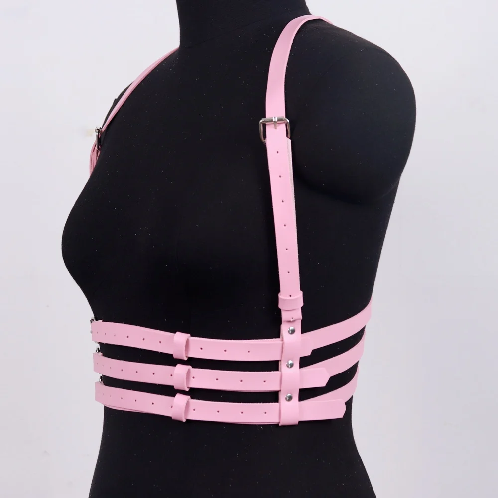 Edgy Pink Kunstleder-Geschirrgürtel für Damen – Metall-O-Ring-Dekor – minimalistisches modisches Taillen-Accessoire für stilvolle Outfits – Detail 9