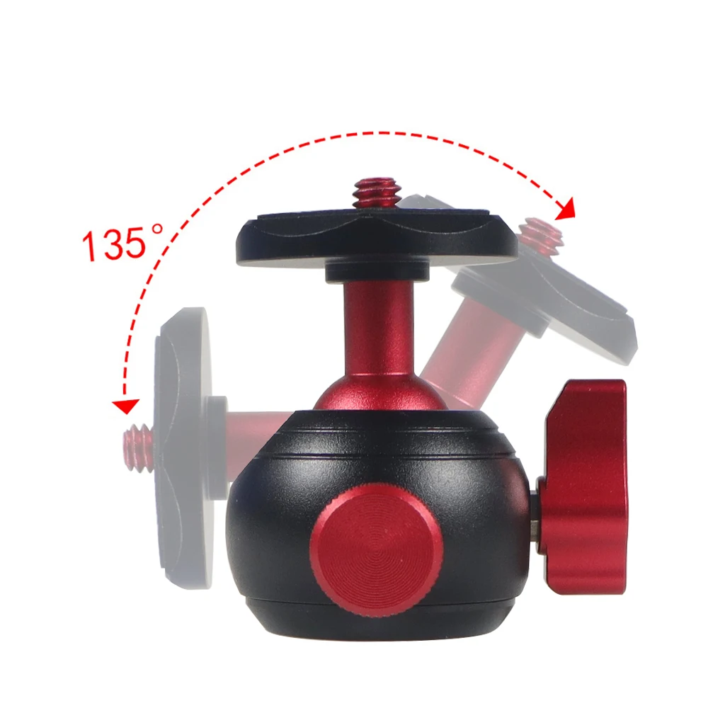 Aluminum Alloy Mini Tripod Ball Head Monitor Bracket Holder Mount 360 Degree Panoramic 1/4" Tripod Head for DSLR Camera 4KG Load