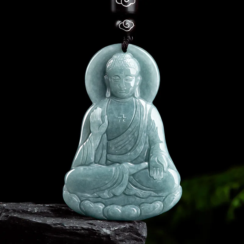 Pendant Necklace Jade Jewelry Natural A-grade Jade Pendant Blue Water Buddha Ice Fashion High-end Men's and Women's Styles