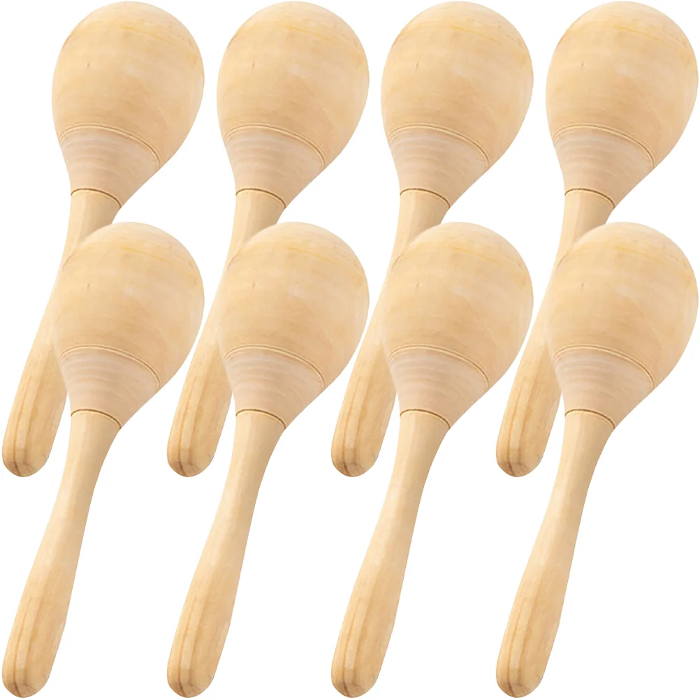 

8 Pcs Wooden Maraca Maracas Toys Musical Instruments Childrens Manual Kids Shakers Noise Maker