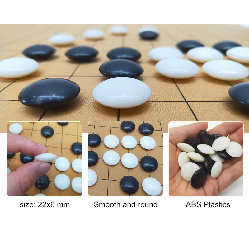 Go Game Chinese Weiqi Board Game Luxury Wooden Go Jar PU 60x45cm Chessboard Checker 28x25mm Plastic Chess Pieces