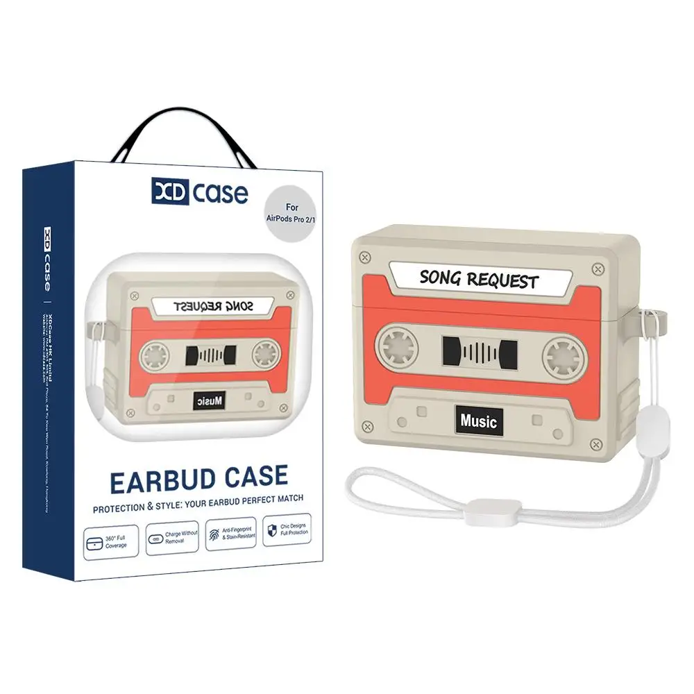 Retro Cassette Style Silicone Earbuds Case - Enhanced Protection with Vintage Flair