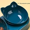 Pet Bowls With Water Feeder, 3 In 1 Ear Design Tilted Cat Water And Food Bowl Set With Gravity Water Bottle For Neck Protection 3