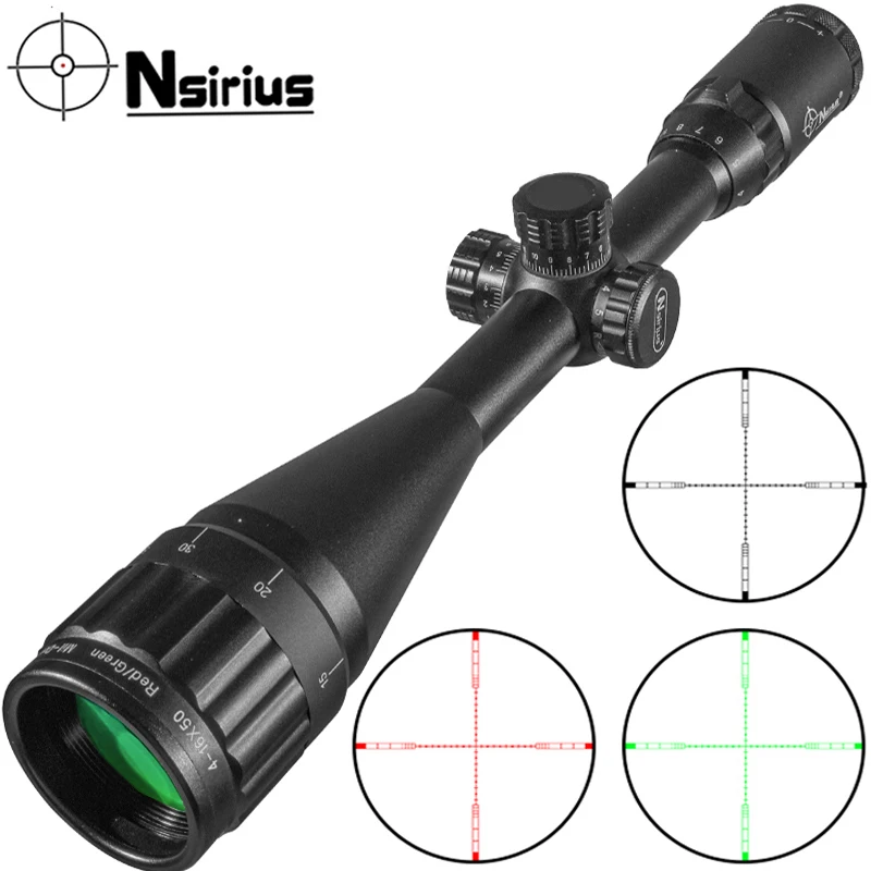 

NSIRIUS 4-16X50 AOE Precision Optics Red & Green illuminated Mil Dot Rifle Scope Hunting Scope Air Rifle Scope Outdoor