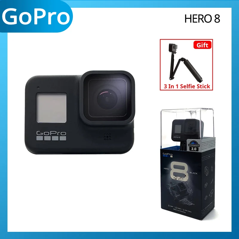 Gopro Hero8 Preto Ação Câmera 4k 12m Hypersmooth 2.0 Timewarp 2.0 4 Lentes  Digitais Mini Esporte Câmera À Prova Dwaterproof Água - Câmeras De Ação -  AliExpress