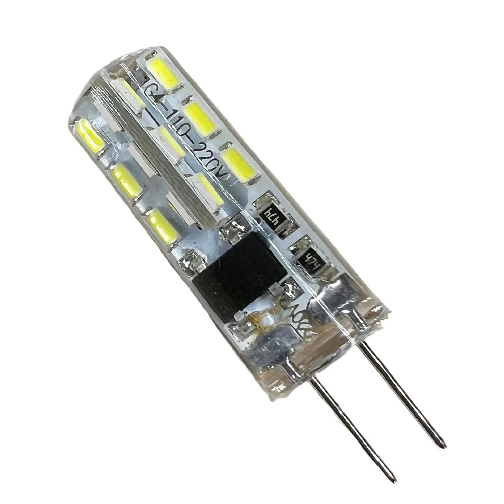 미니 G4 LED 전구, 절약 실리콘 램프, 360 빔 각도, 할로겐 조명, 스포트라이트 샹들리에 교체, 2W, 24led, 12V, AC220V, 3014SMD, 10 개