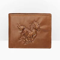 Horse 3D Motif Leather Wallet Men Carved Vertical Leather Wallet for Men  Vintage Male Purse 1