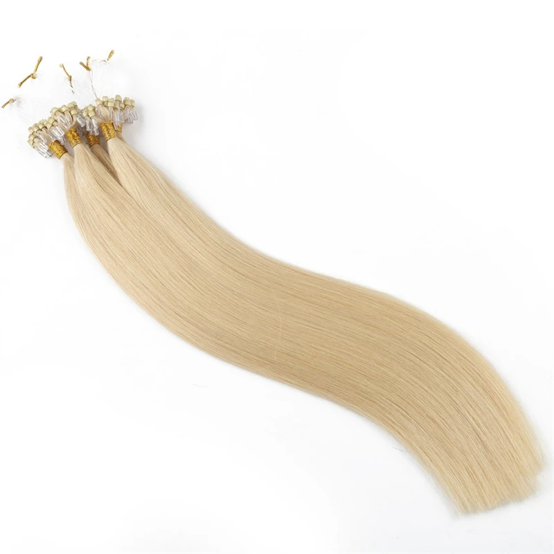 #613 Straight Micro Loop Hair Extension Human Hair Remy Extensions for Women Invisible Fishing Line Nanolink