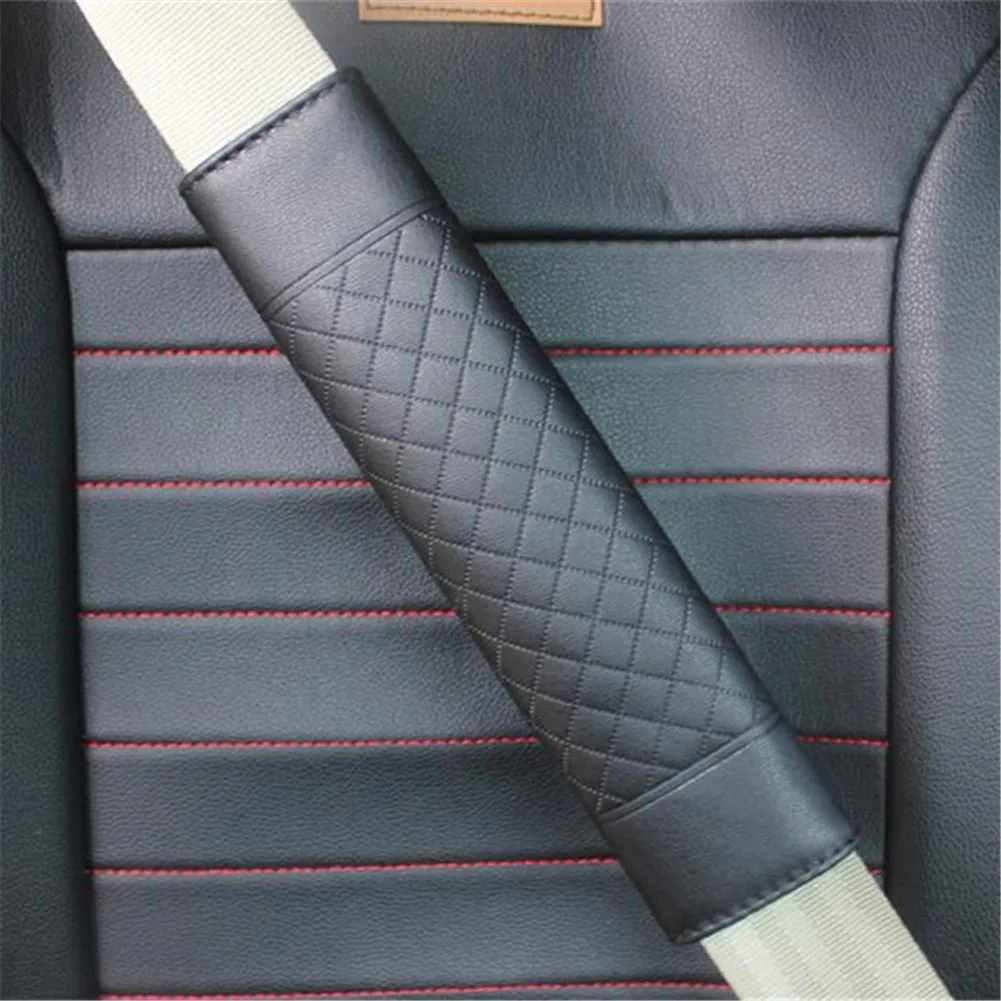 2Pcs Car Seat Belt Cover Shoulder Pad PU Leather Car Seat Belt Shoulder Protector Pad Cover Harness Strap