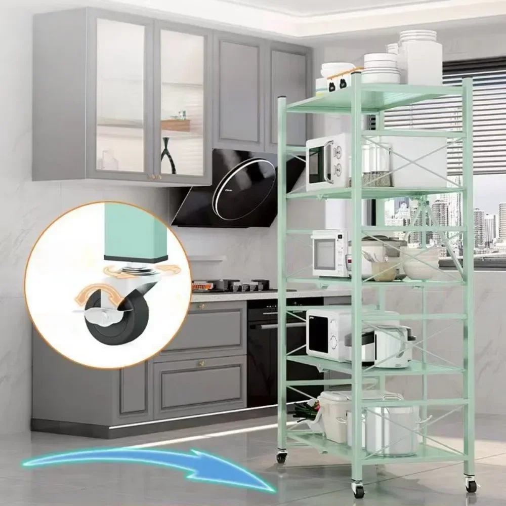Metal Storage Shelves Foldable Installation Free Moveable Strong Load-bearing Capacity Shelves Foldable Large Iron Frame Storage