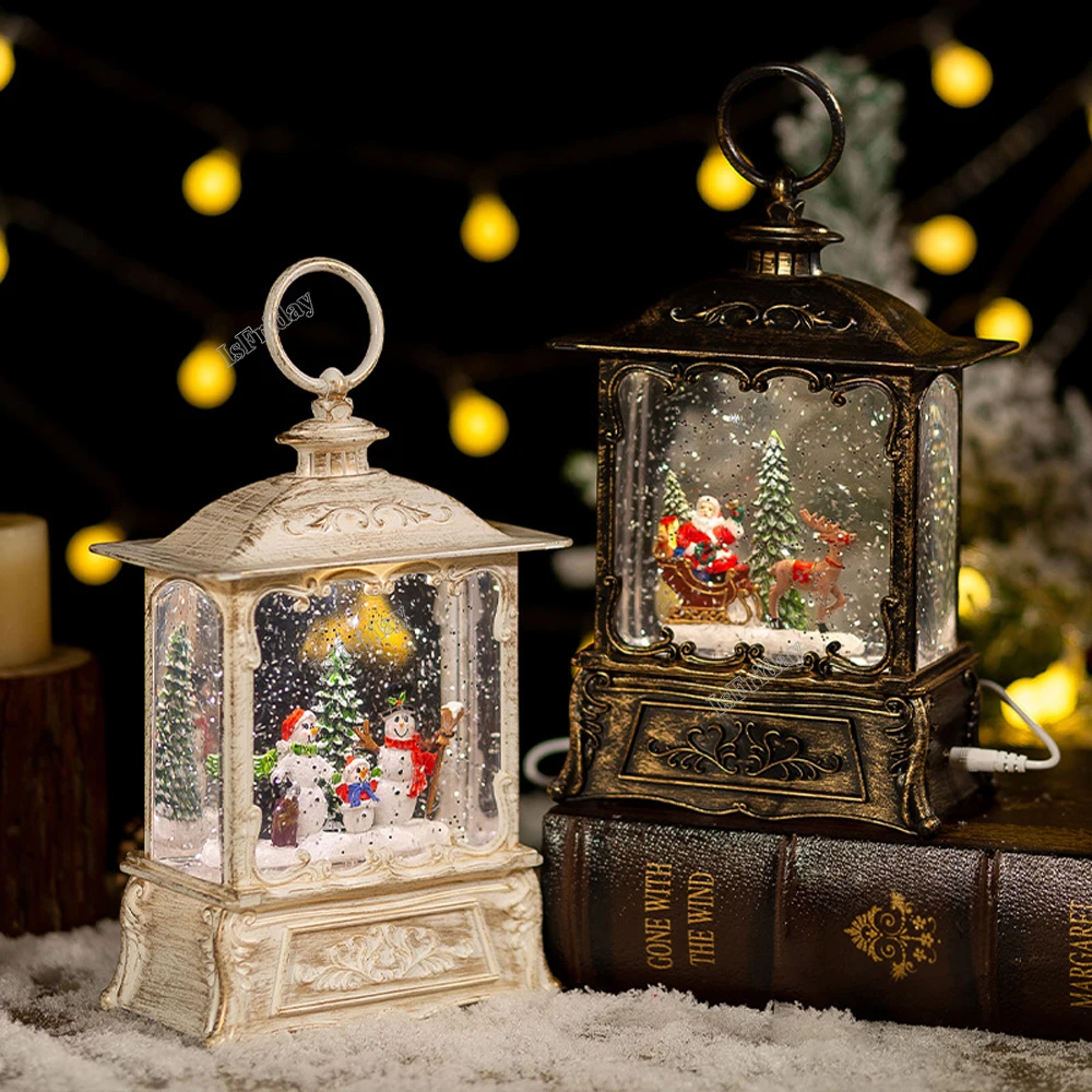 

Christmas Lantern Light Merry Christmas Decorations Santa Claus Snowman Christmas Tree Lantern Ornaments Home Xmas Party Gifts