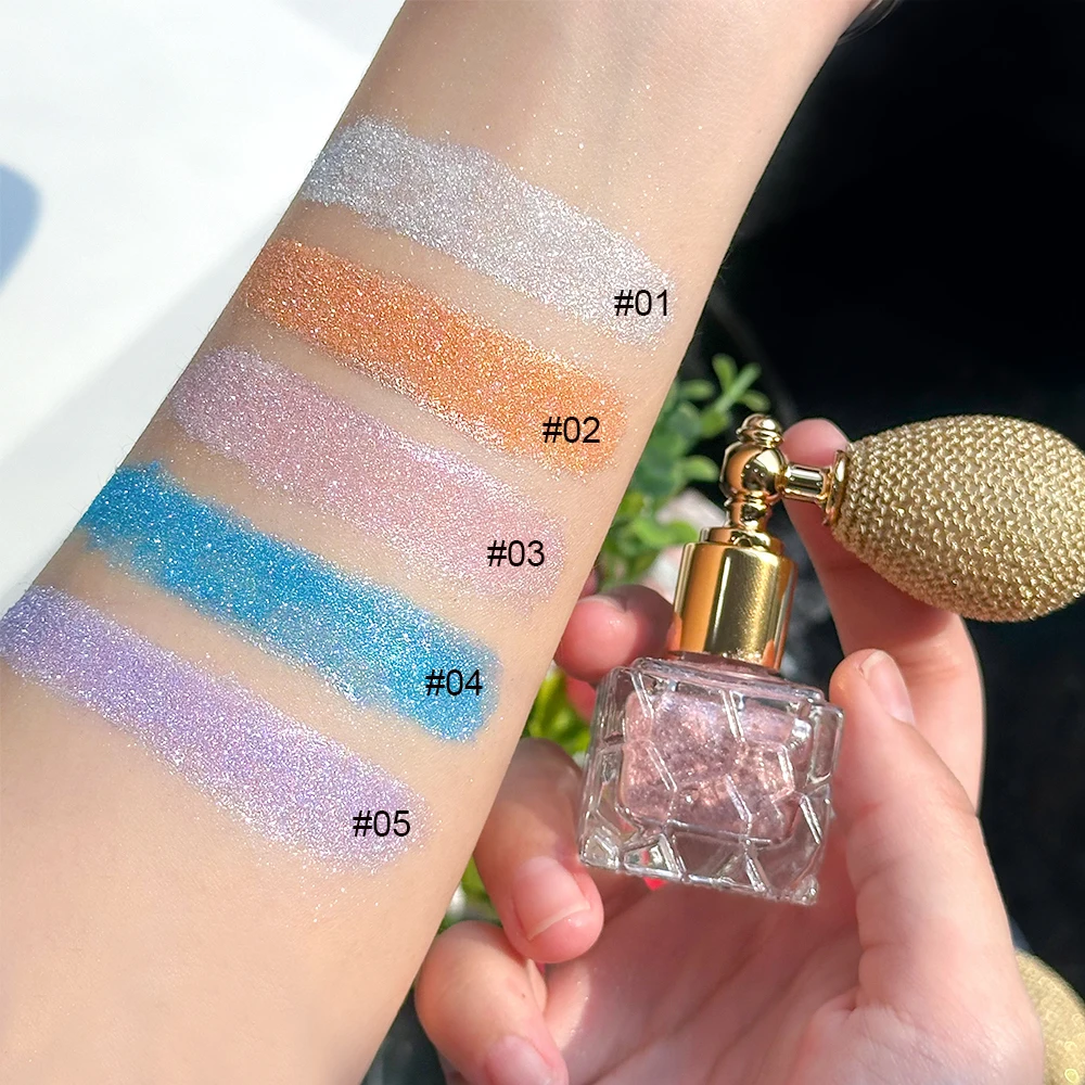Golden Shimmer Spray Highlighter Gloss Powder Lightweight Waterproof All Skin Tones Face Illuminating Powder For A Radiant Glow 5