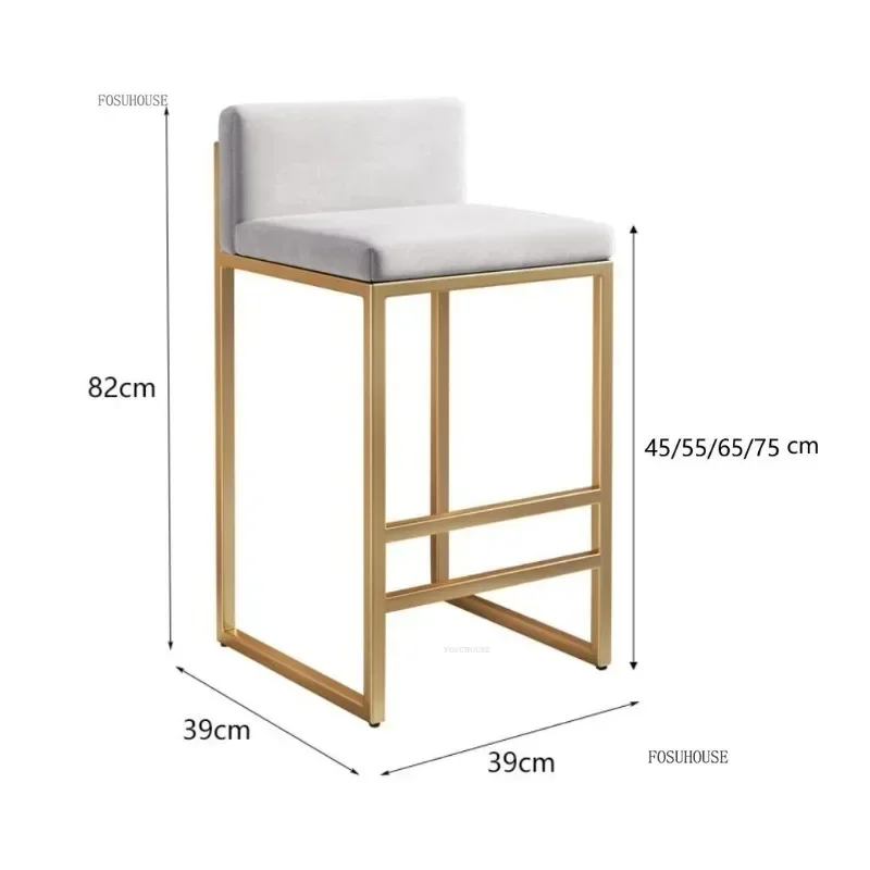 Nordic bar stools kitchen modern chairs reception soft minimalism single velvet bar stool living room indoor furniture