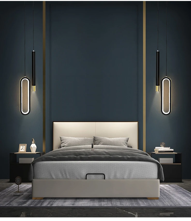 Bedside Chandelier Modern Minimalist Living Room Background Wall Nordic Restaurant Bar Single Double Head Bedroom Long Line Lamp sconce light fixture