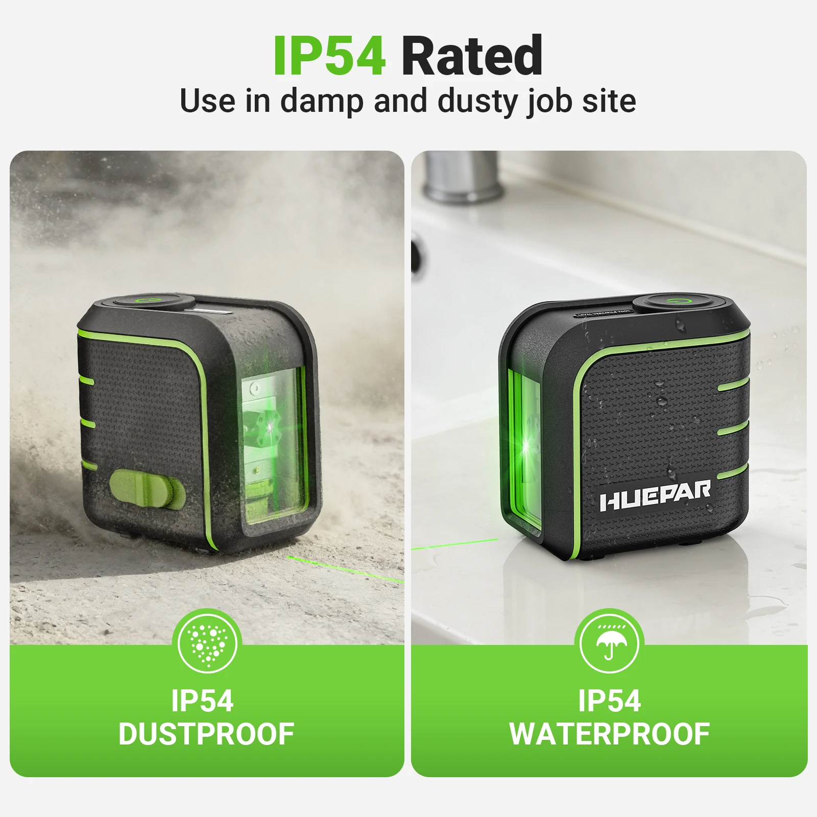 U011G green beam 2 lines self-leveling laser level with pulse mode & 2200mAh bat
