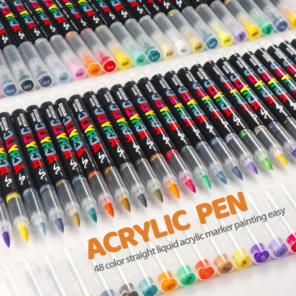 Acrylic Paint Pen Set - 12-168 Colors Brush Tip Markers for Rock Wood Canvas and Stone DIY Crafts  Christmas Gifts