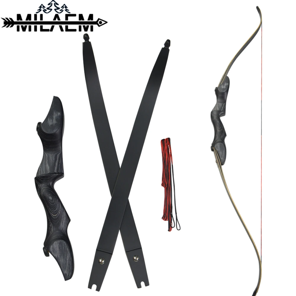 

1 Set 60 Inch Recurve Bow ILF Interface 30-60 Lbs Takedown Wooden Bow Right Hand Outdoor Archery Hunting Shooting Accessories