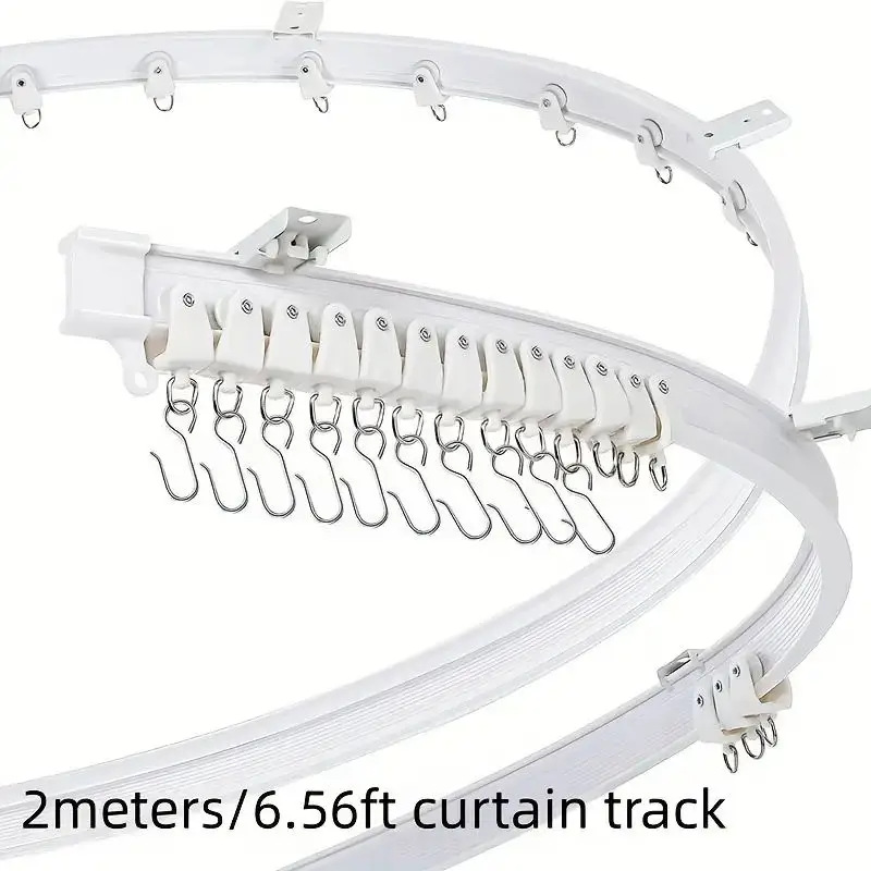 Curtain Rod 1-5m aluminum-plastic shower curtain track flexible ceiling installation with hooks for room dividers & bathrooms