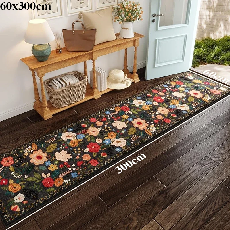 Hallway Carpet Runway Long Rug Machine Washable Folding Non-slip Floor Mat Spring Flower Home Decoration Rugs for Living Room floor mat plush rug decorative carpet silk wool rug plush carpet non slip carpet