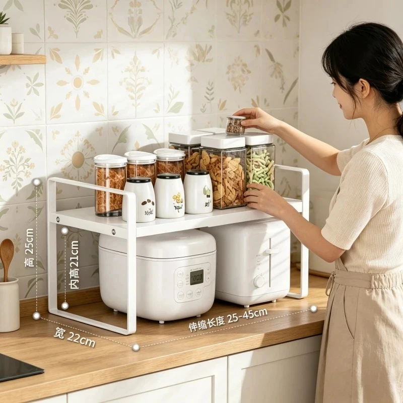 Organisateur de placard de cuisine extensible, étagère de rangement multi-niveaux pour assaisonnements, vaisselle, épices, assiettes, gain de place pour la maison