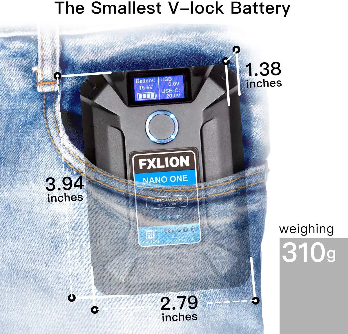 Batteria Wireless FXlion Nano One/Two/Three Attacco A V 50/98/150Wh Per DSLR