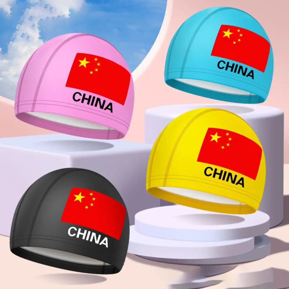 

PU Adult Swimming Cap Water Sport Waterproof Protect Ears Bathing Cap Long Hair Lightweight Swimming Hat Beach