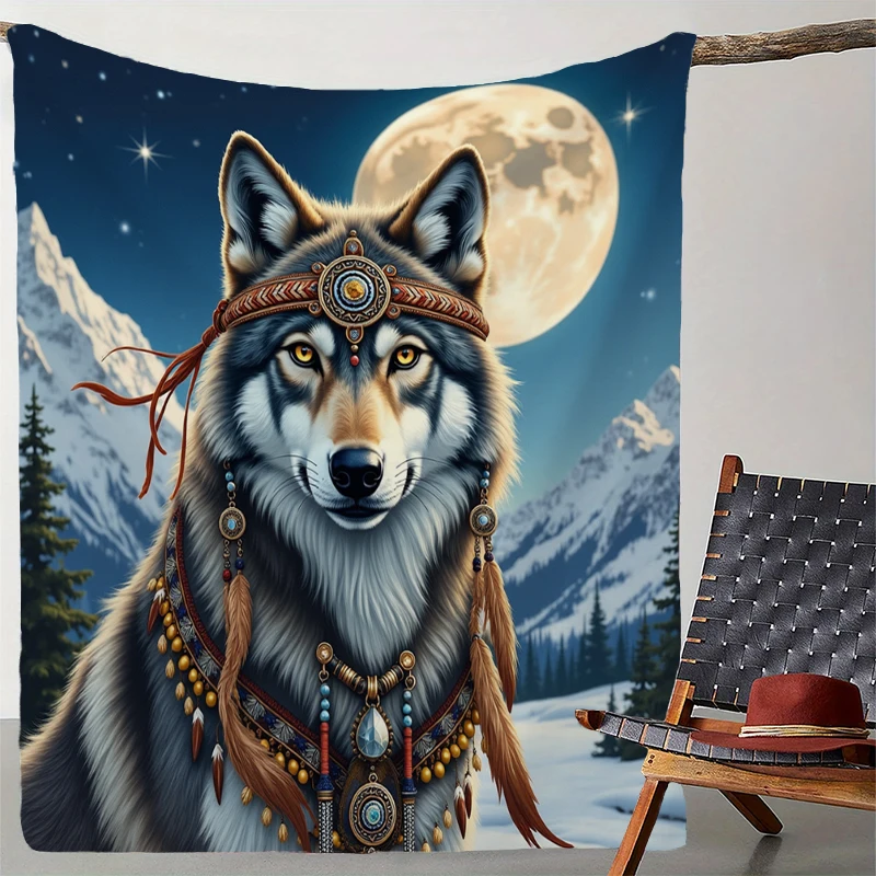 Decke mit Traumfänger-Wolf-Aufdruck, weiche Überwurfdecke für Zuhause, Schlafzimmer, Bett, Sofa, Reisen, Büro, solide Decke – Detail 20