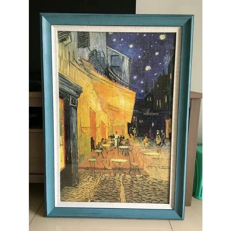 38*26cm Mini Jigsaw Puzzle Paper 1000PCS Cafe Terrace at Night Van Gogh Stress Relief Educational Entertainment Christmas Gift 6