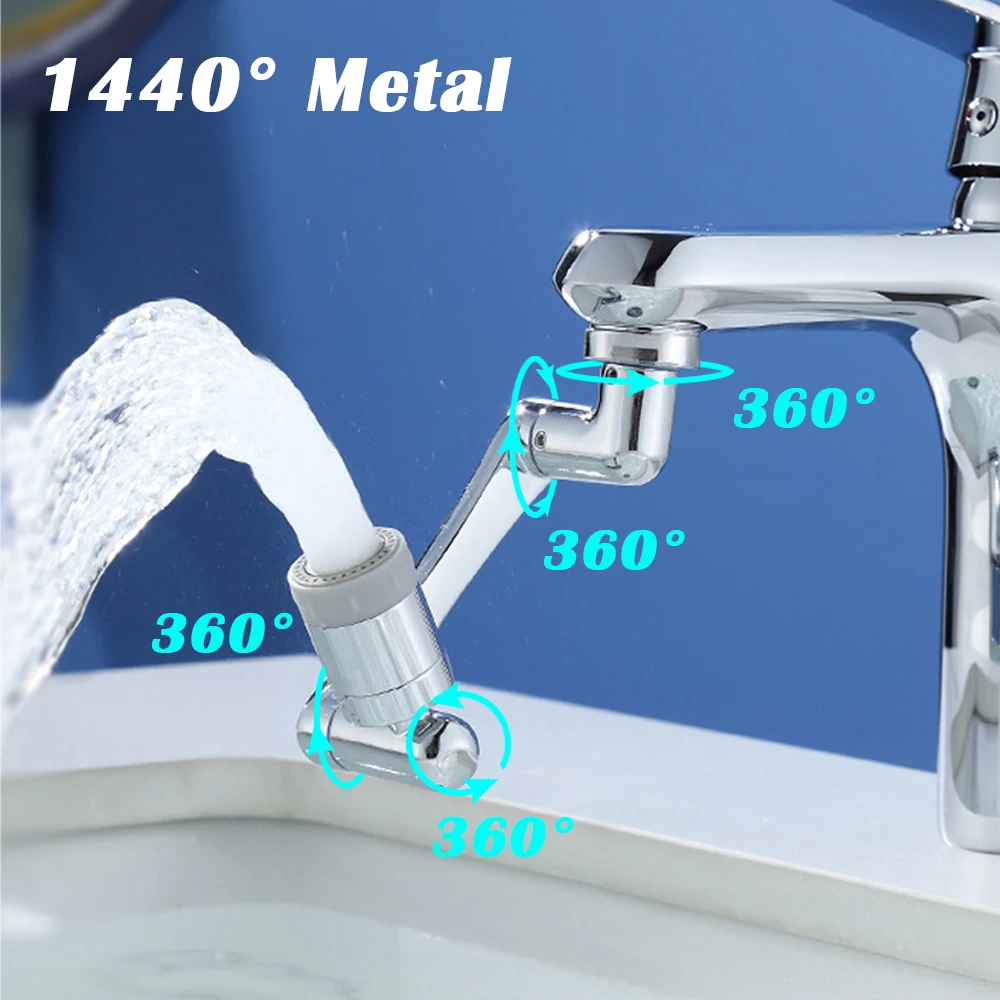 Stainless Steel 1440° Rotation Faucet Aerator Extender Kitchen Saving