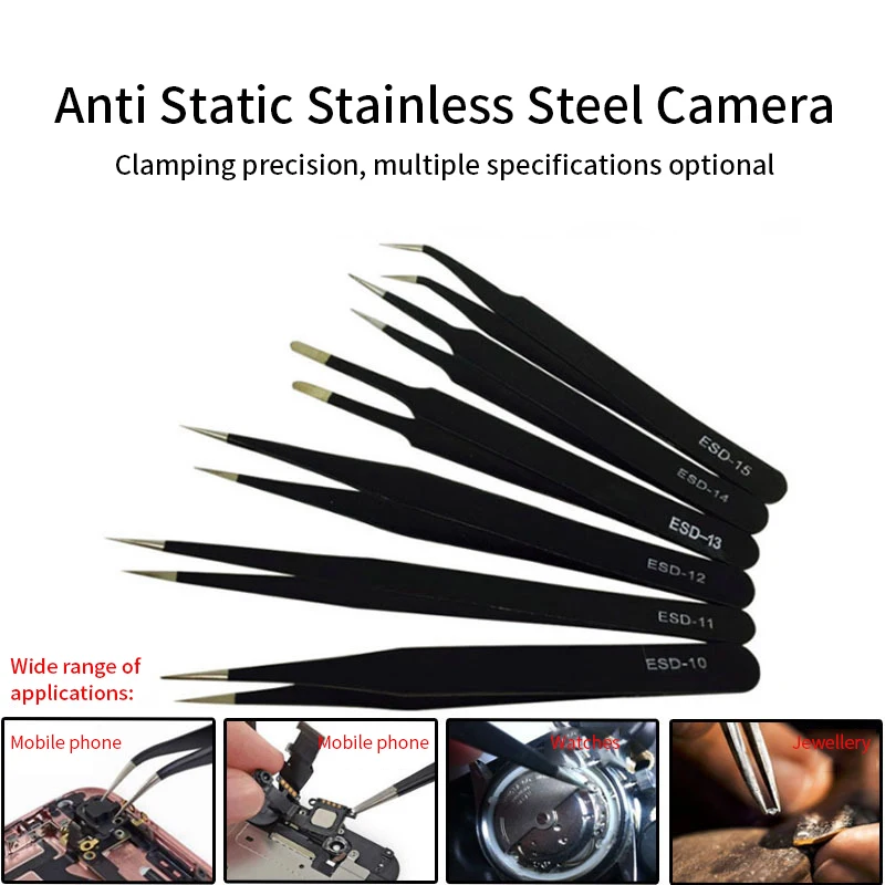 Esd Antistatic Stainless Steel Tweezers Precision Maintenance