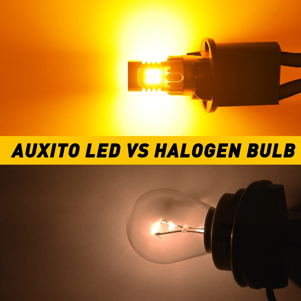 AUXITO 하이퍼 플래시 1156 없음, BA15S LED 전구, 캔버스 자동차 방향 지시등, 앰버, 도요타 코롤라 캠리 폭스바겐 골프 BMW용, 2 개