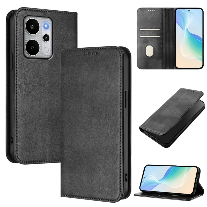 Leather Flip Stand Phone Case with Magnetic Closure