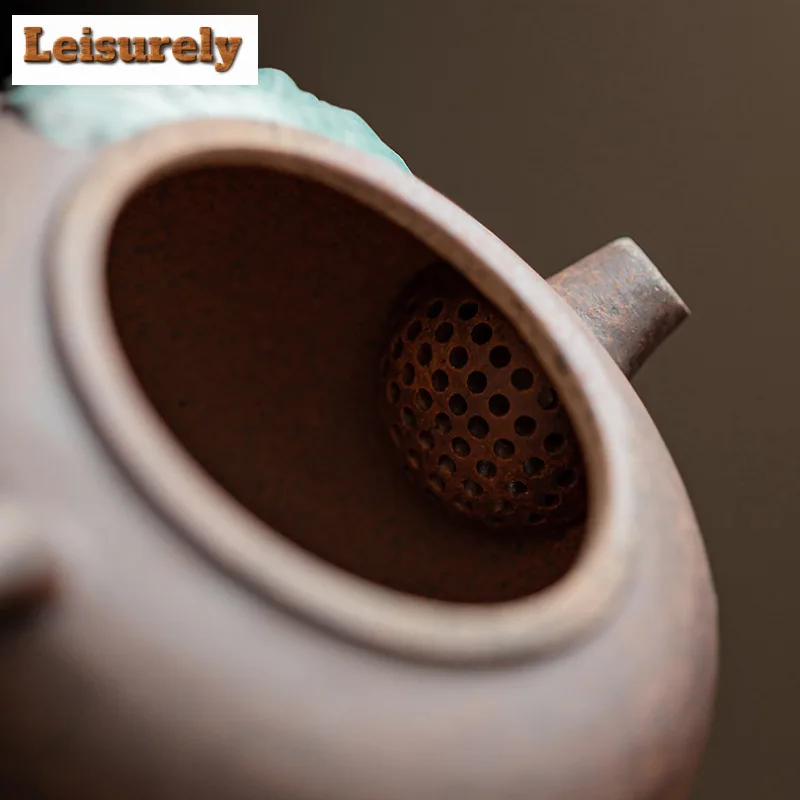 150ML Lotus Koi Fish Old Rock Mud Teapot Aesthetic Tea Infuser Pot Tea Maker Kettle With Filter Tea Services Supplies Craft Gift