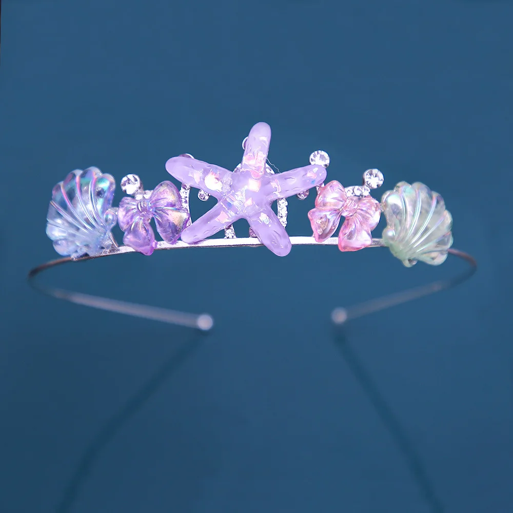 Little Mermaid Starfish shell Crown Mermaid Tail Headdress Beach Party Hat Children's Birthday Party Decoration hair accessories