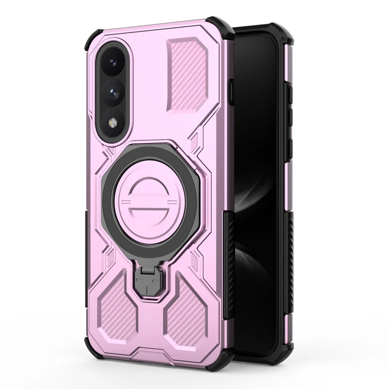 Shockproof Rugged Armor Case with Rotatable Metal Ring Stand
