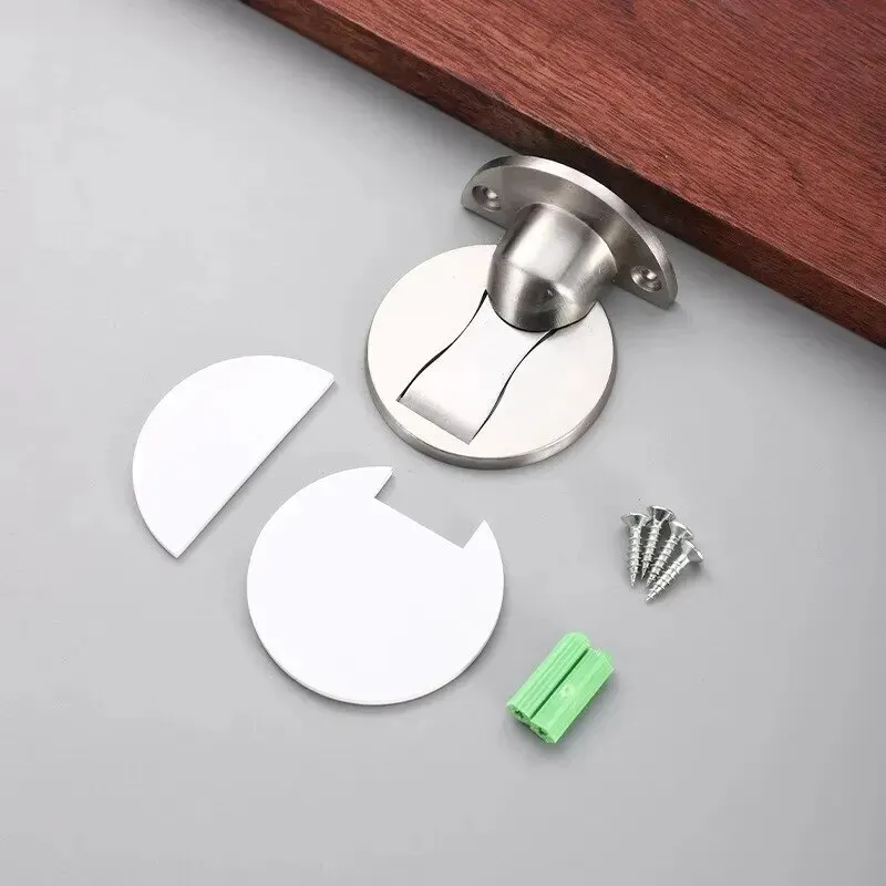 Invisible Magnetic Door Stopper Stainless Steel Punch-free Windproof Mechanical Self-locking Door Stop Stopper magnetic door stopper