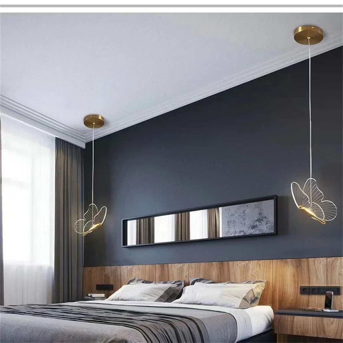 Bedside butterfly chandelier art small chandelier bedroom home decoration bedside lamp modern simple study room art acrylic 2