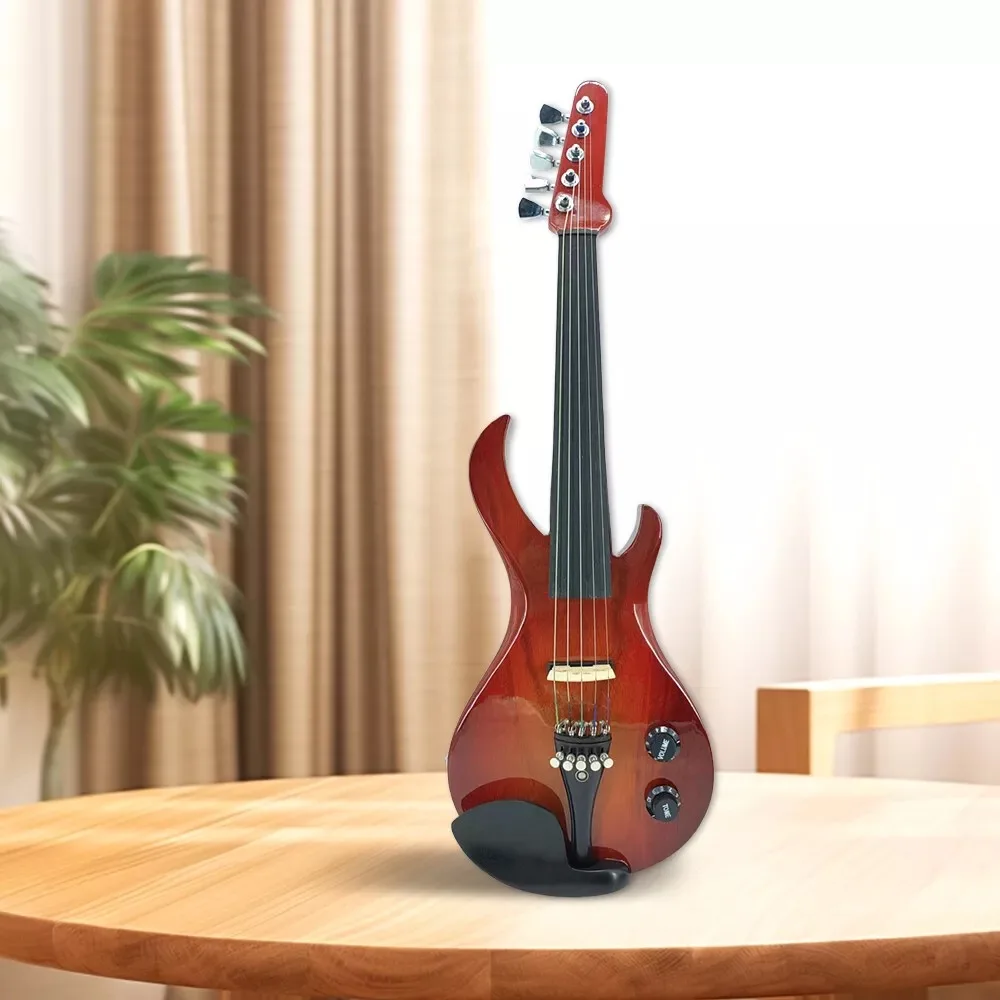 New Electric Violin 5 Strings Solid Wood Handmade Ebony Fingerboard Brazilian Wood Bow Unbleached Genuine Mongolian Horsehair