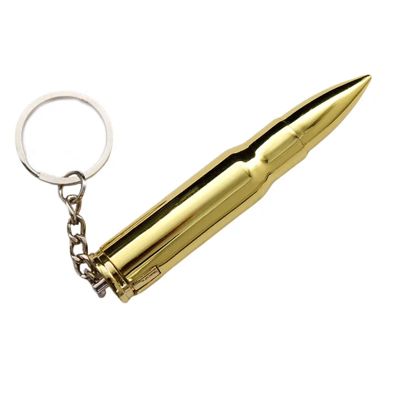Creative Metal Cigarette Lighter Bullet-shaped Refillable Butane Gas Lighter Cool Metal Keychain Lighter Mini Portable