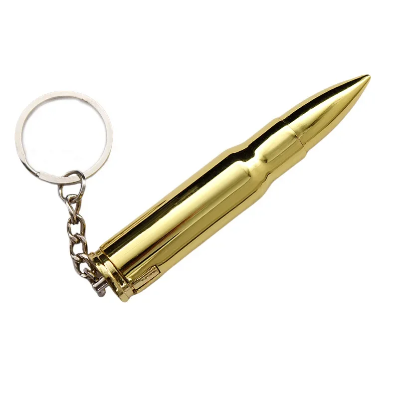 Creative Metal Cigarette Lighter Bullet-shaped Refillable Butane Gas Lighter Cool Metal Keychain Mini Portable butane gas lighter