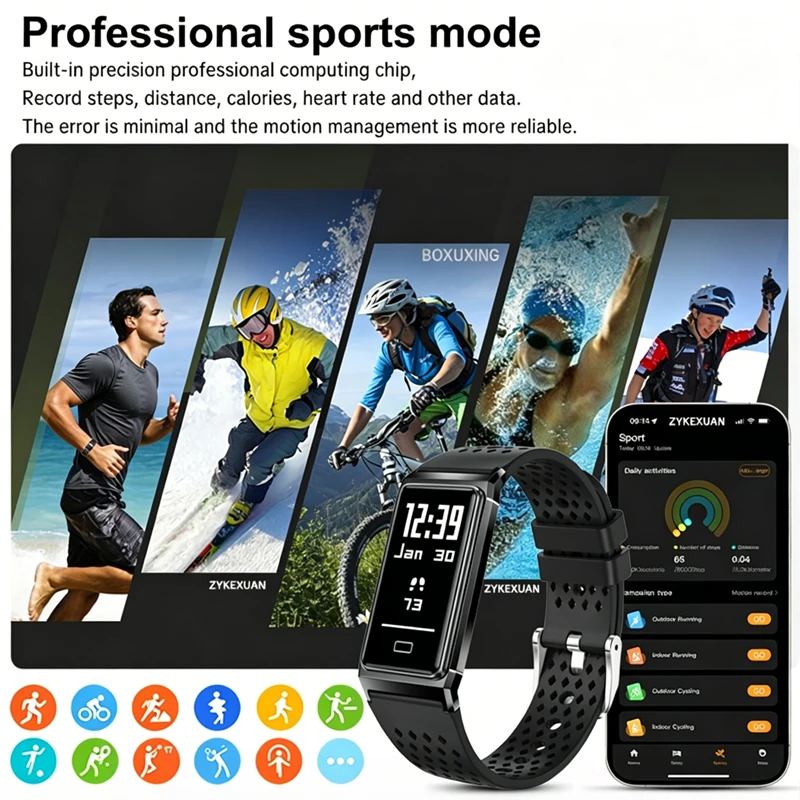 Nuovo Braccialetto Intelligente per Uomo e Donna, Monitoraggio Salute, Fitness Tracker, Impermeabile 10ATM, Notifiche Chiamate, 15 Giorni di Autonomia, Smartwatch - immagine 5