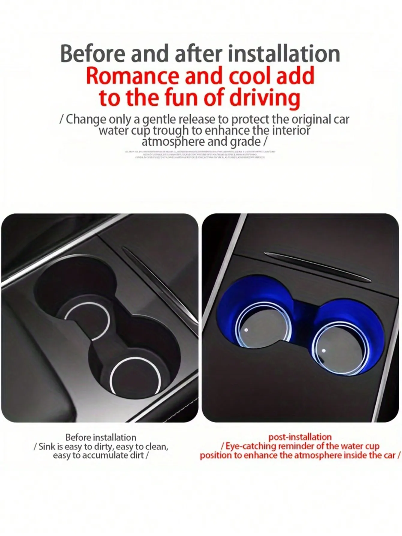 2PCS Auto Leuchtende Untersetzer LED Tasse Halter Lichter 7 Farbwechsel Leuchten Tasse Halter Einsatz Untersetzer Auto decor Zubehör – Detail 8