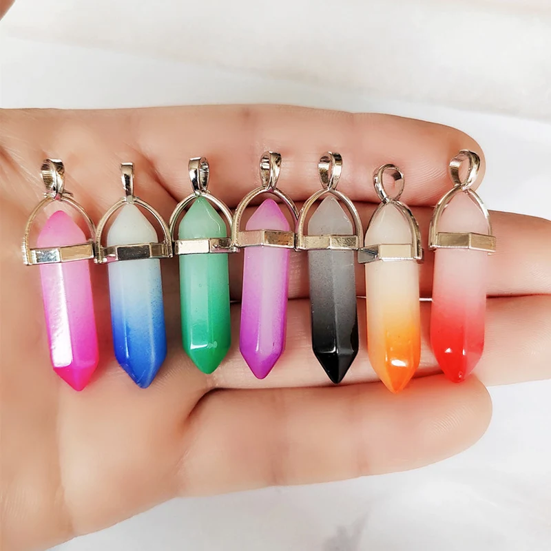 Natural stone pendant necklace quartz crystals hexagonal column pendulum leather necklaces hexagon rose crystal necklace 3