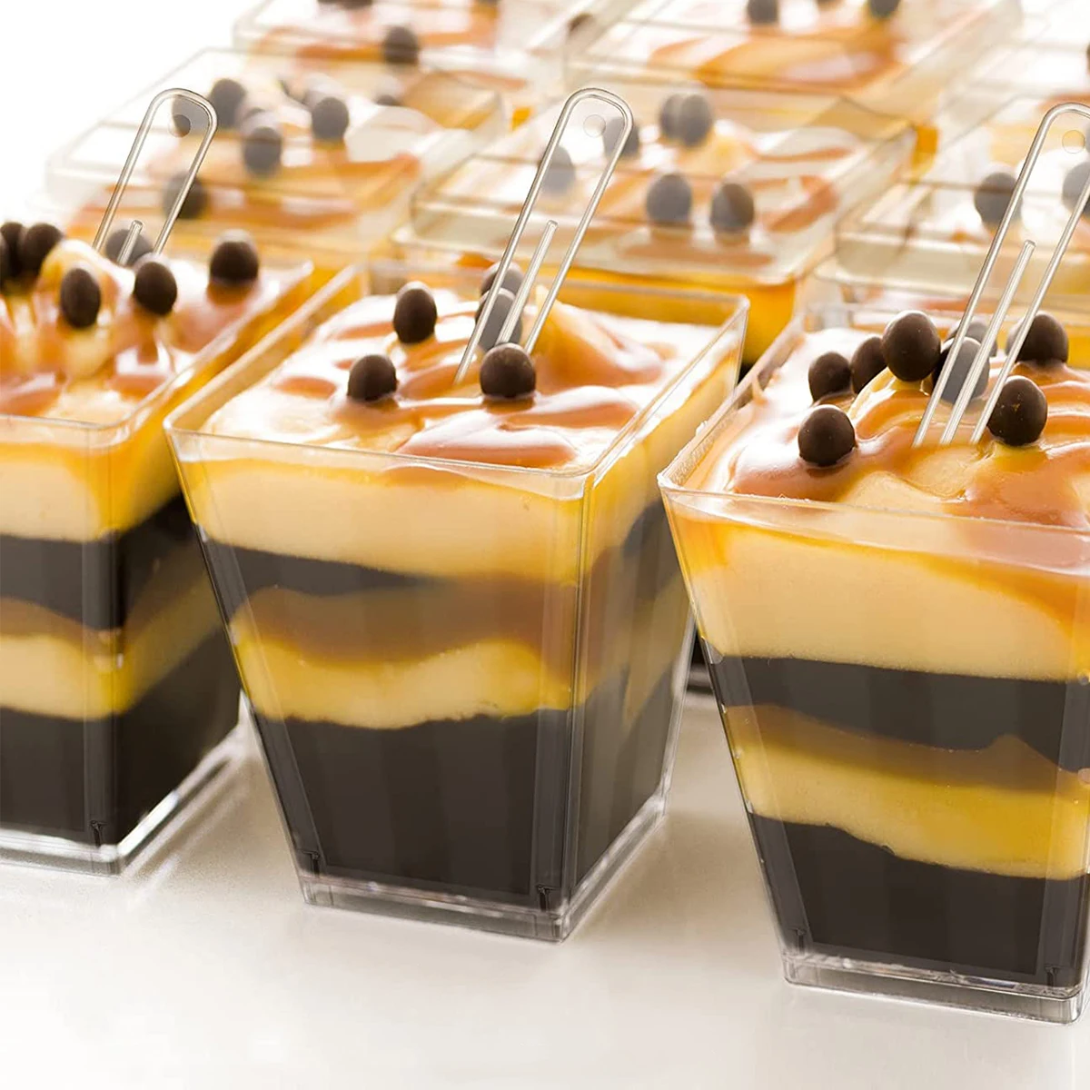 Reusable Transparent Plastic Dessert Cups with Spoons