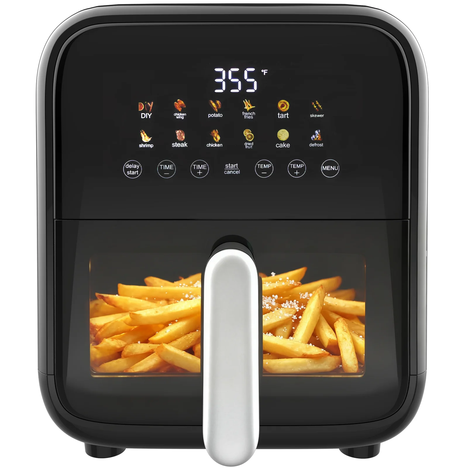 7.9QT Air Fryer with Window, 12-In-1 Large Air Fryer for Family, 1800W, Black 7.9QT Air Fryer with Window, 12-In-1 Large Air Fryer for Family, 1800W, Black