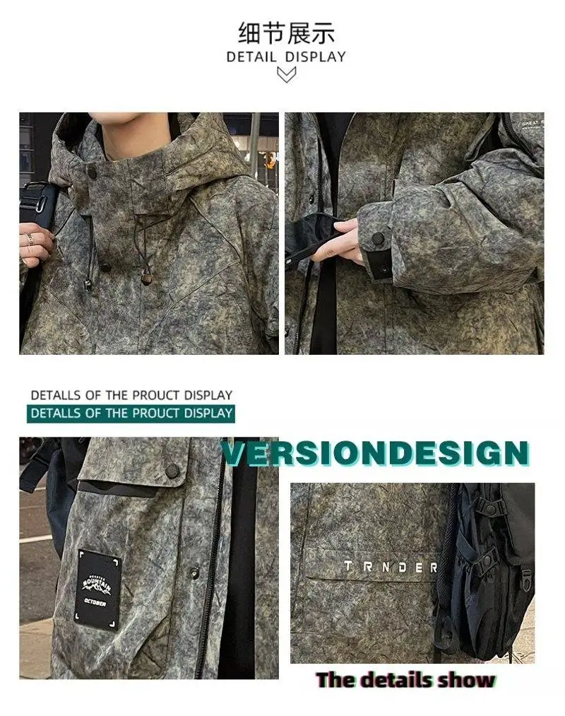 Lässige warme Daunenjacken für Herren mit Kapuze, 90 % weiße Entendaunen, Winter, Jugend, Streetwear, winddicht, Puffermantel, dick gepolsterte Outdoor-Kleidung – Detail 4